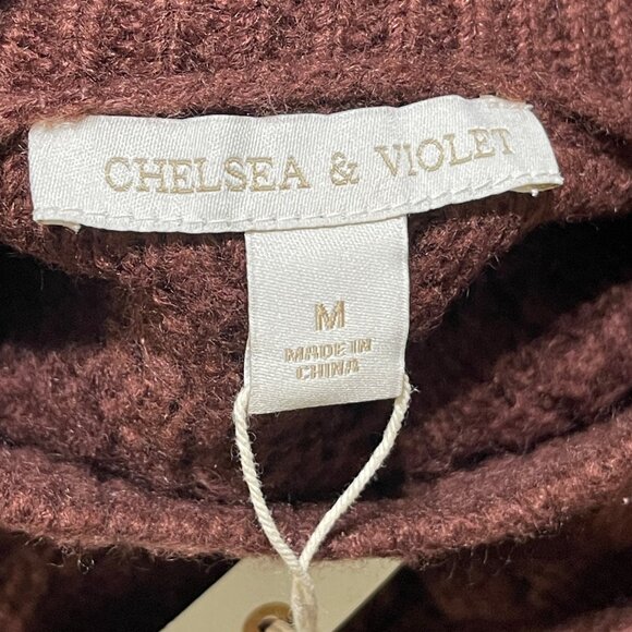 New Chelsea & Violet Pom Sweater Brick Red Size M Medium Mock Neck - Picture 4 of 6